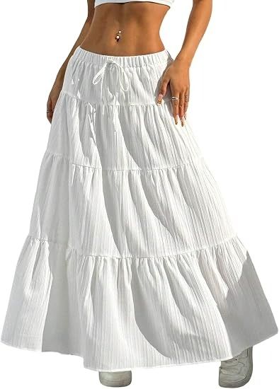 White Tiered Maxi Skirt