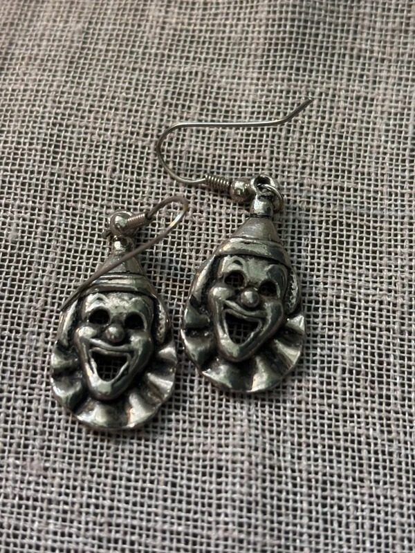 Metal Clown Face Earrings image 1