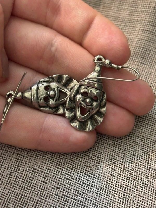 Metal Clown Face Earrings image 2