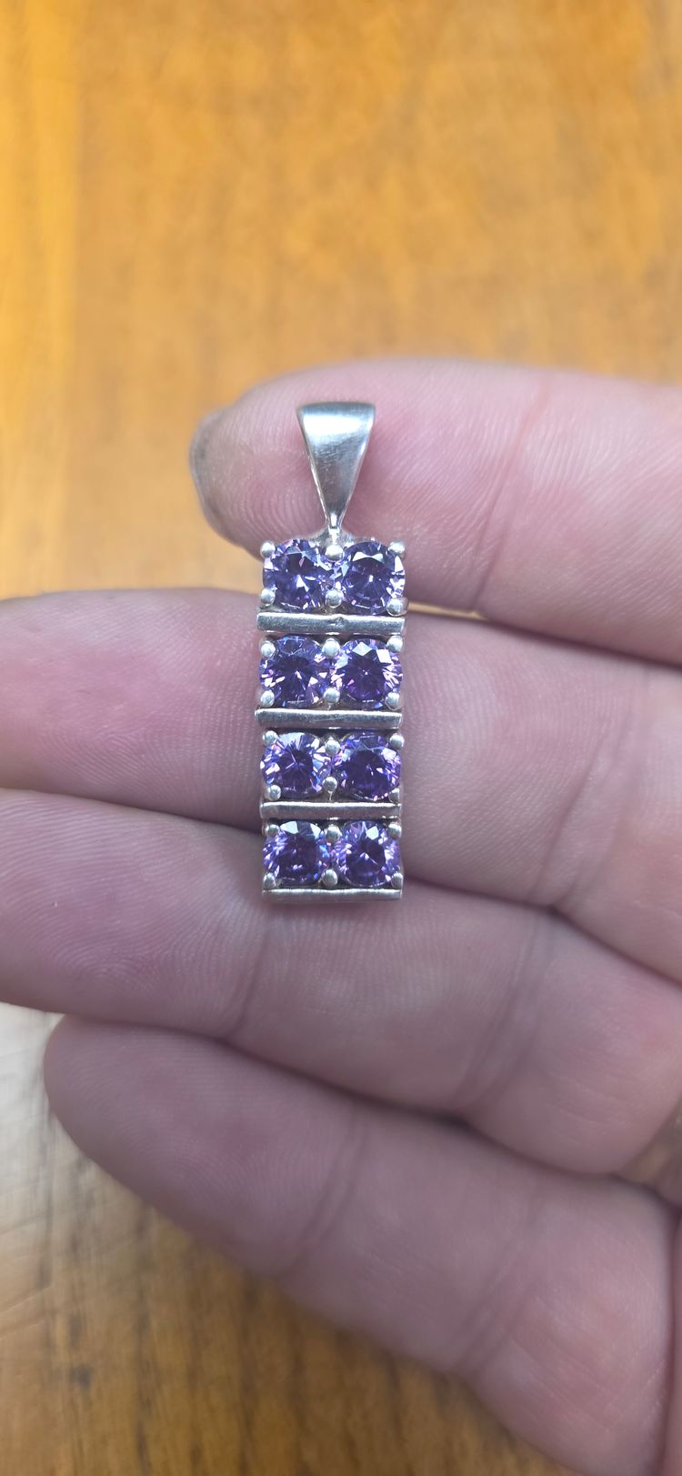 925 sterling Silver Pendant With Purple Stones image 1
