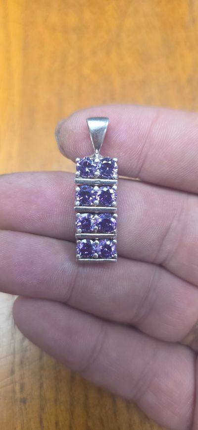 925 sterling Silver Pendant With Purple Stones