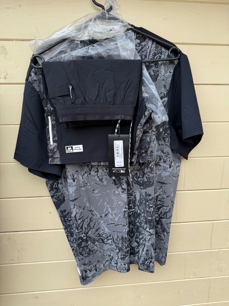 Adidas Sportswear Set With Camo Pattern Shorts And Black Top