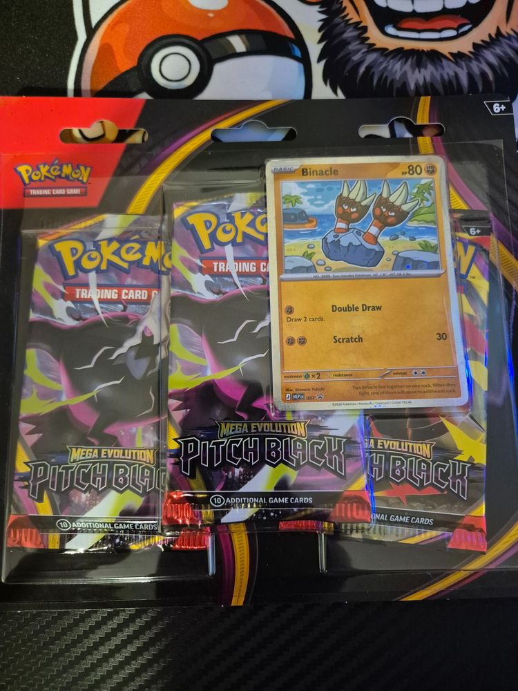 Mega Evolution Pitch Black Triple Blister With Binacle Card