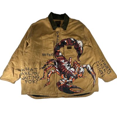Dickies Brown Jacket Custom With Scorpion Graphic And Text