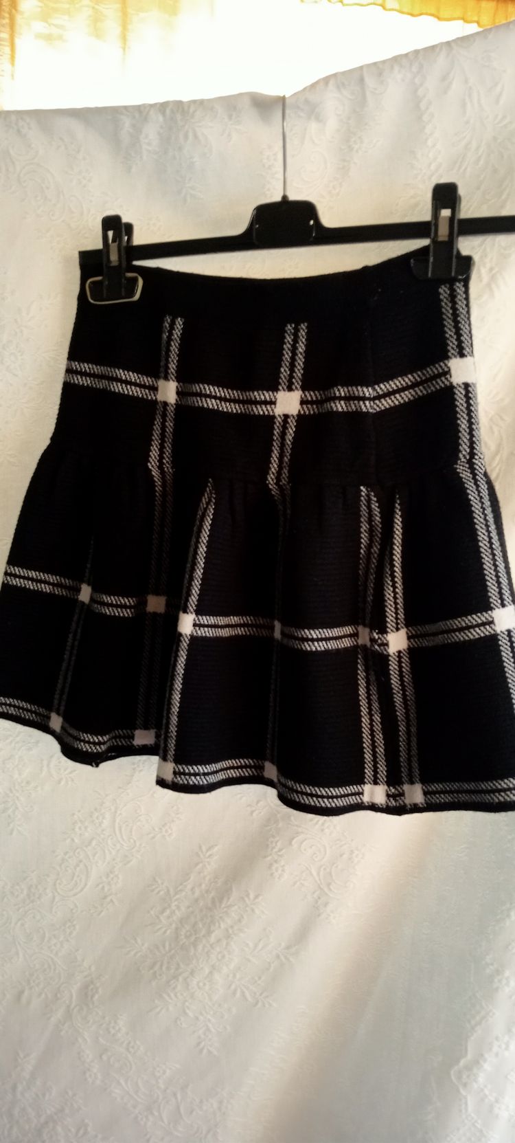 Gonna di maglia a quadri bianco/nero tg XS
