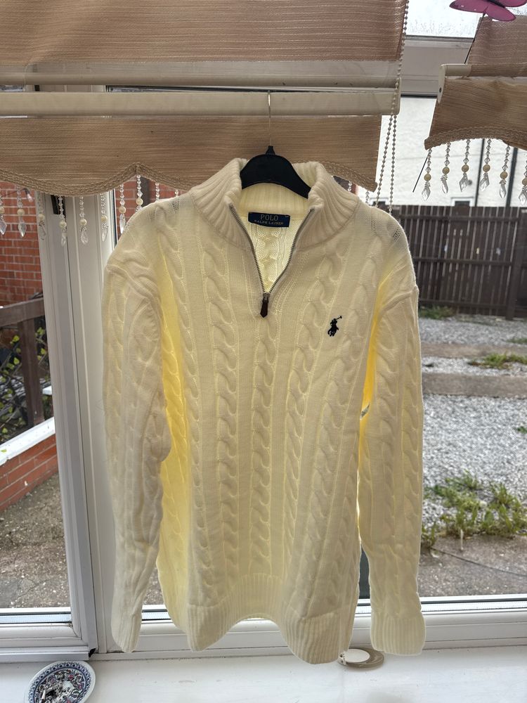 Immagine di Polo Ralph Lauren Cream Cable Knit Sweater 1