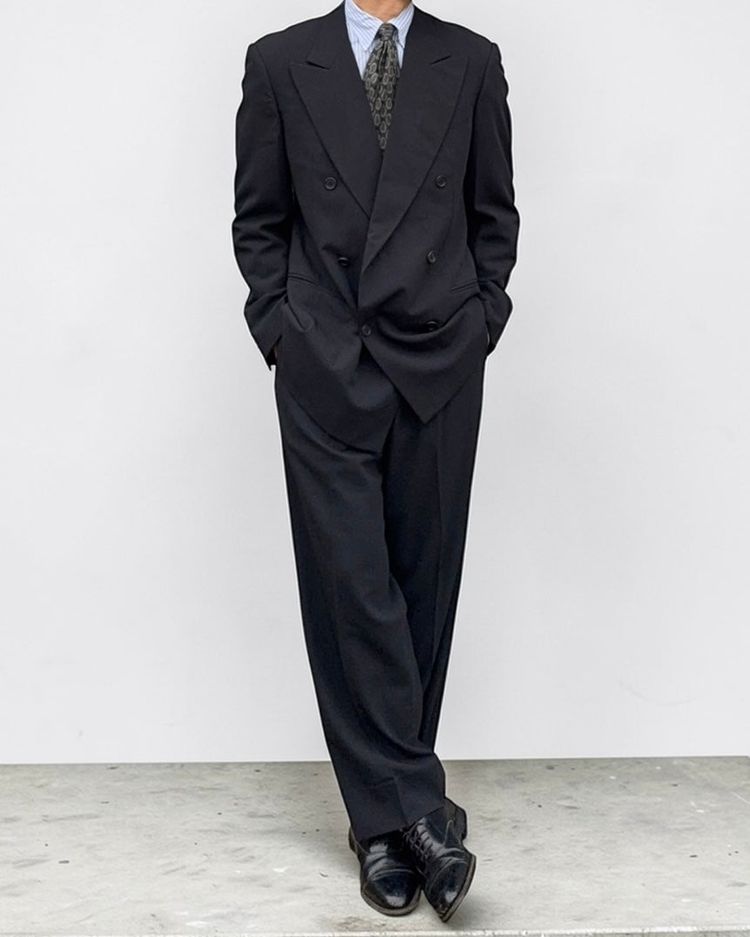 Giorgio Armani Giorgio Armani 1990s Double Breasted 6B Pleated Wool Suit - Size M Jacket / 30 Waist product image