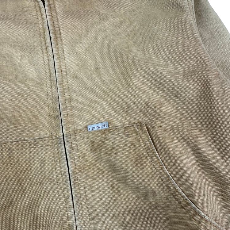 Vintage 80's Carhartt Active Hooded Workwear Jacket Beige image 8