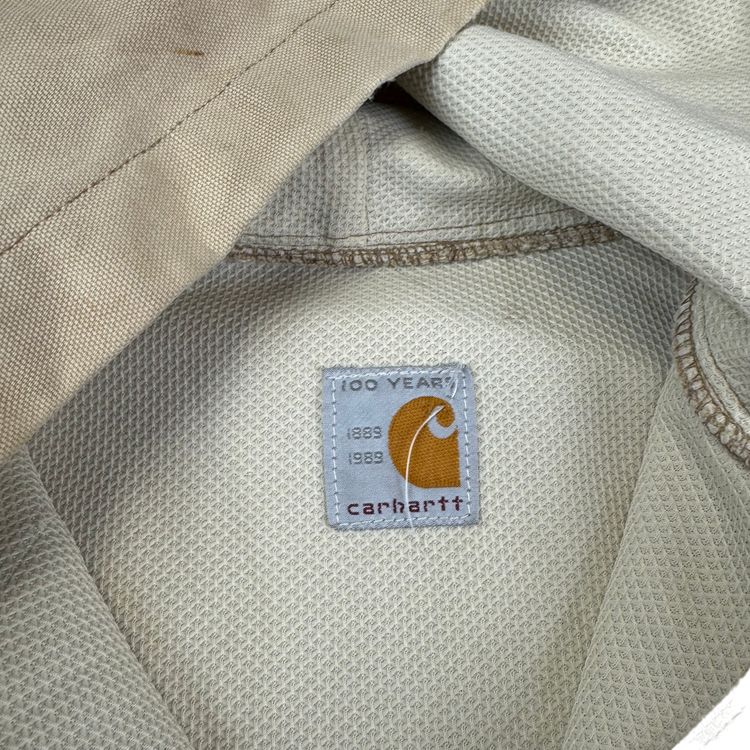Vintage 80's Carhartt Active Hooded Workwear Jacket Beige image 9