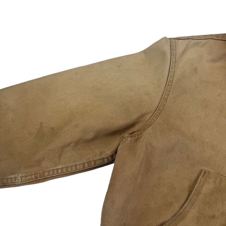 Vintage 80's Carhartt Active Hooded Workwear Jacket Beige image 5
