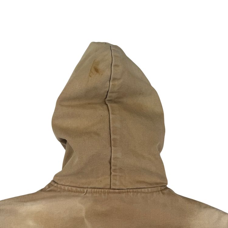 Vintage 80's Carhartt Active Hooded Workwear Jacket Beige image 10