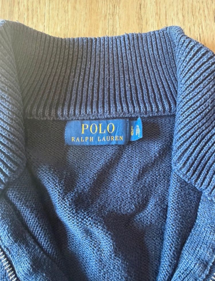 Polo Ralph Lauren Navy Blue Quarter-Zip Sweater obraz 5