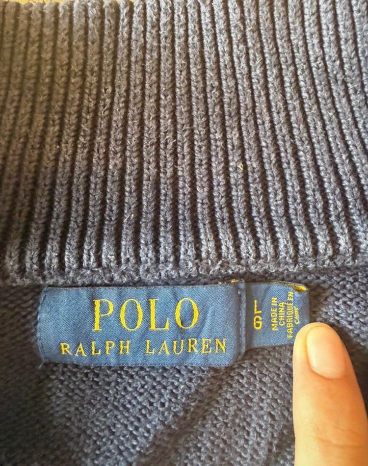 Polo Ralph Lauren Navy Blue Quarter-Zip Sweater obraz 4