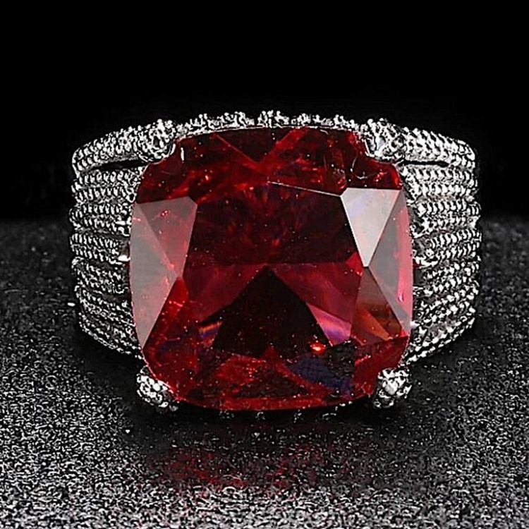 Silver Ring With Large Red Gemstone image 1