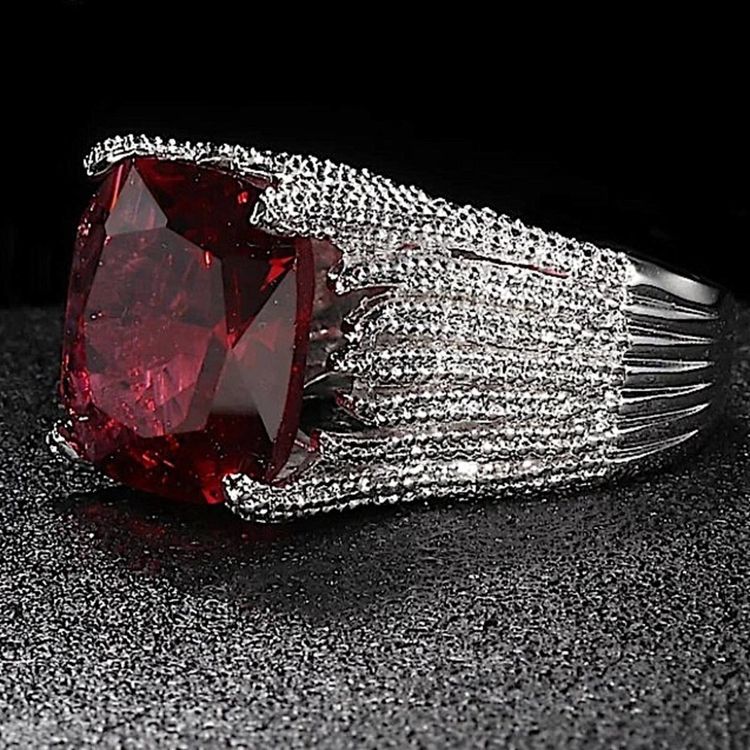 Silver Ring With Large Red Gemstone image 3