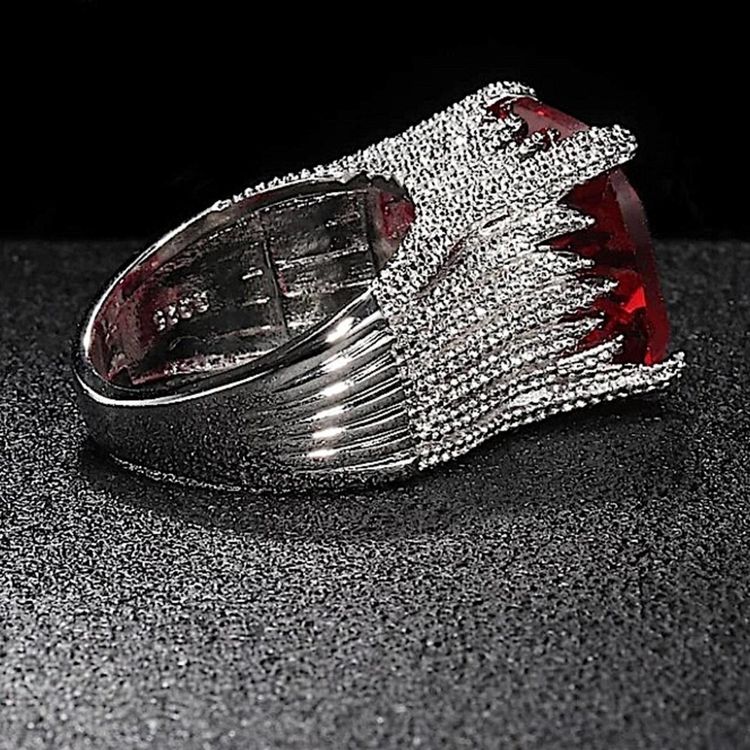 Silver Ring With Large Red Gemstone image 2