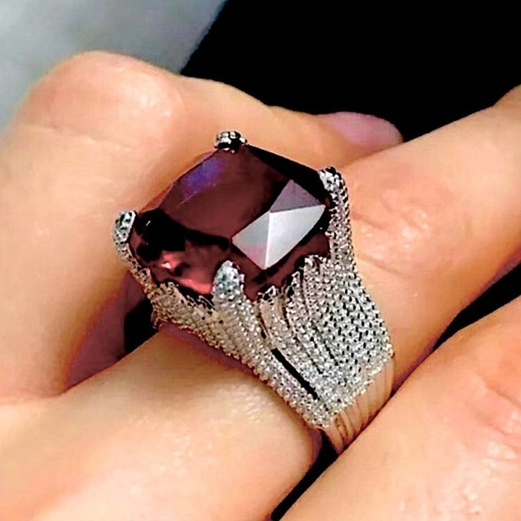 Silver Ring With Large Red Gemstone image 4