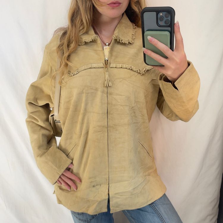 Y2K American Canyon Cream  Suede Leather Jacket image 1