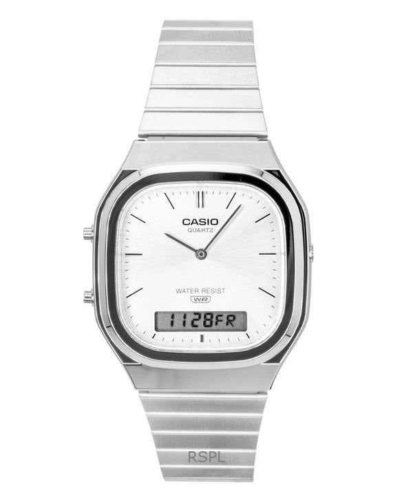Casio Vintage Analog Digital Stainless Steel Silver Dial Quartz AQ-240E-7A Unisex Watch image 1