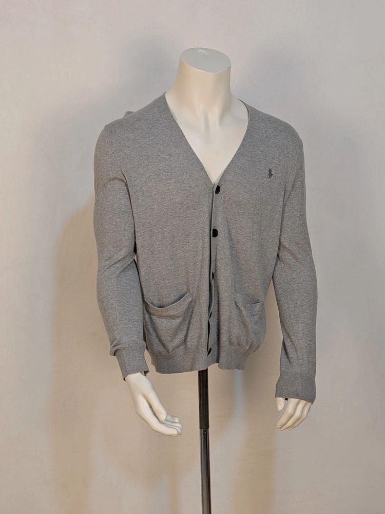 Cardigan Polo Ralph Lauren Grigio Cotone Pima Taglia S (Slim Fit) image 1