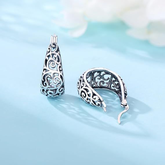 Silver Filigree Hoop Earrings 2
