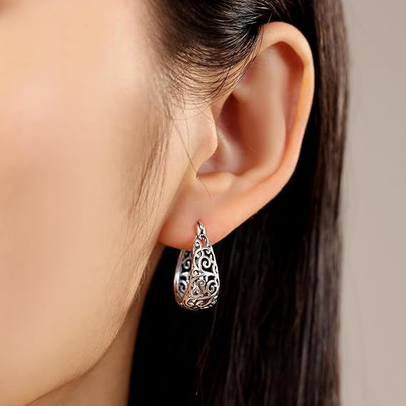 Silver Filigree Hoop Earrings 4