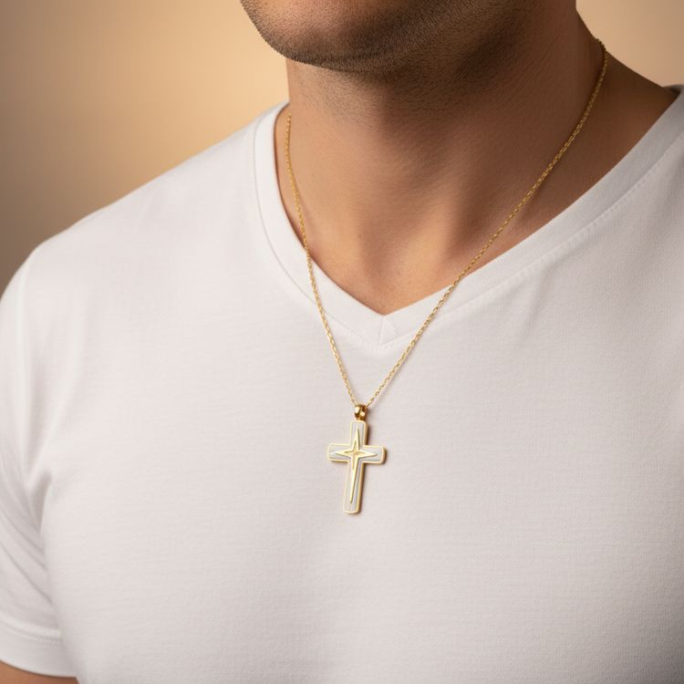 Collana SACRED LIGHT Gold | Croce Bicolore in Acciaio Inox – Eldra Milano image 5