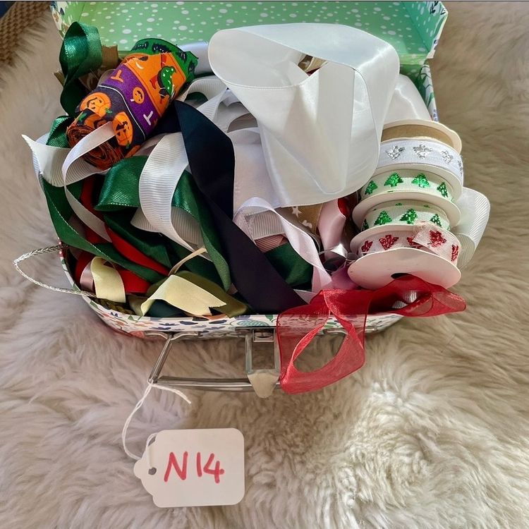 Assorted Decorative Ribbons And Trims In Butterfly Print Box image 1
