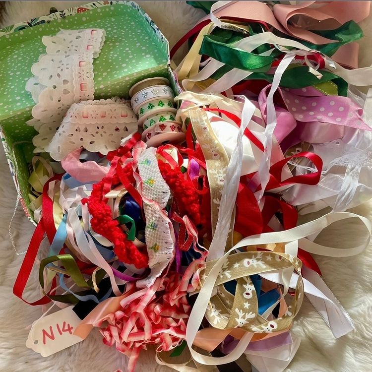 Assorted Decorative Ribbons And Trims In Butterfly Print Box image 2