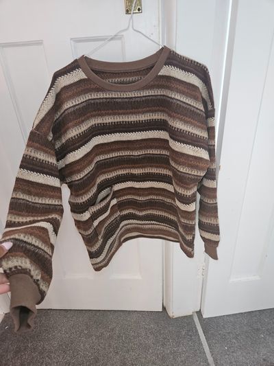 striped brown and beige sweater