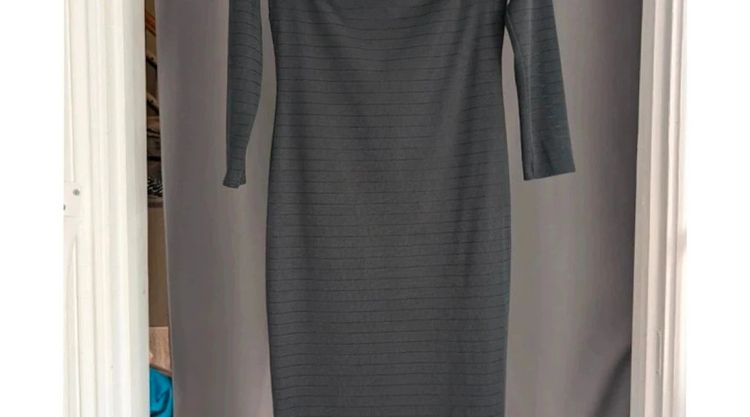 Miss Selfridge Black Bandage Cold Shoulder Midi Dress UK 10 Bodycon obraz 7
