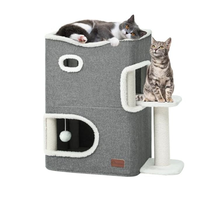 CAT Cat Cave Bed with Scratching Post, Ball & Platform – Indoor Cat Tree Tower UK product image