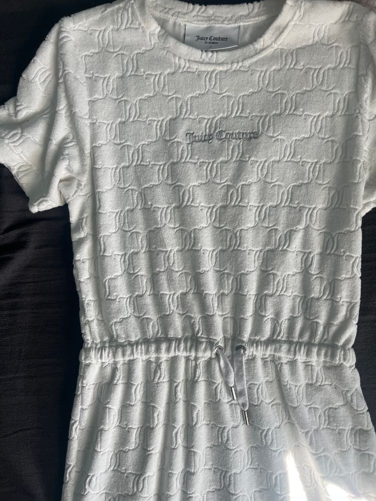 Juicy Couture White Textured Short Sleeve Dress
