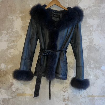 Black Leather Jacket With Fur Trim