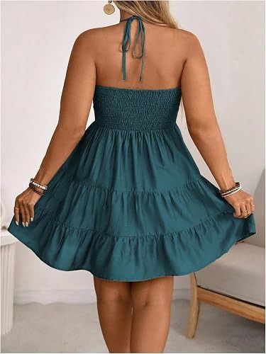 Teal Halter Neck Dress image 5