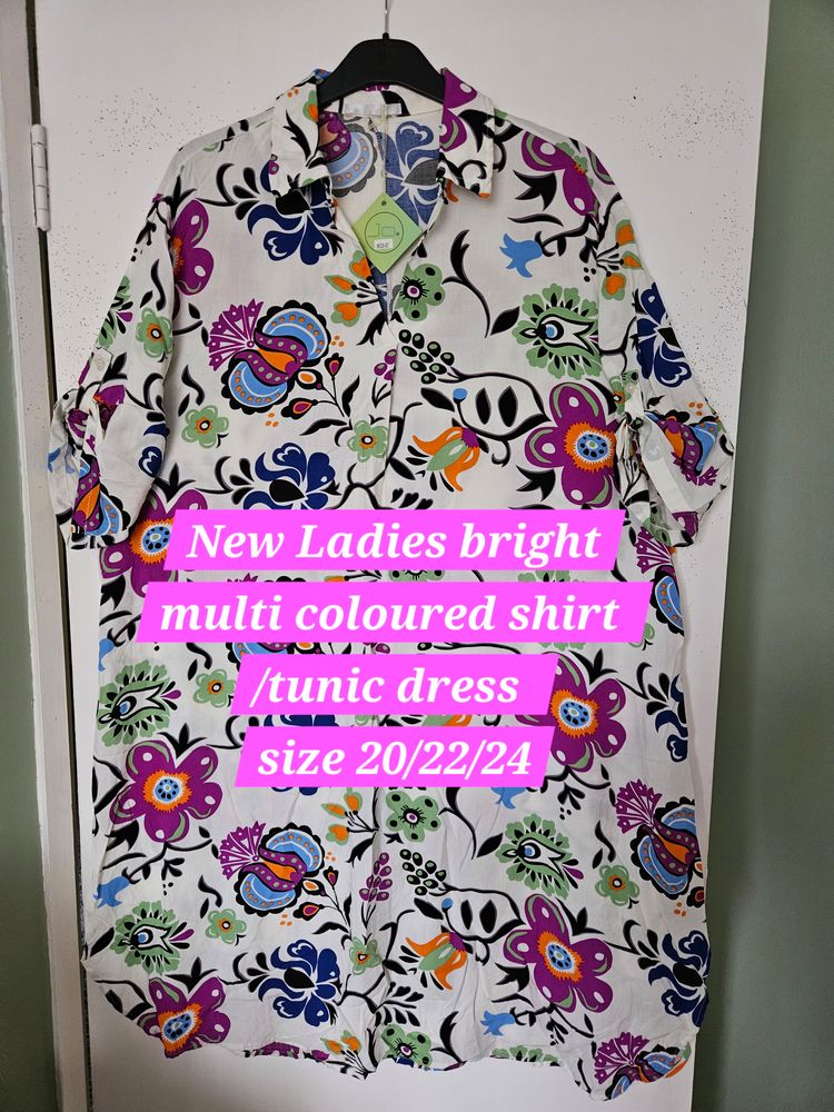 Multi Coloured Ladies Shirt Tunic Dress imagen 1