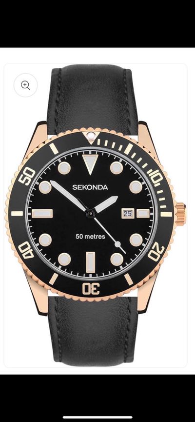 Sekonda Black Leather Strap Watch