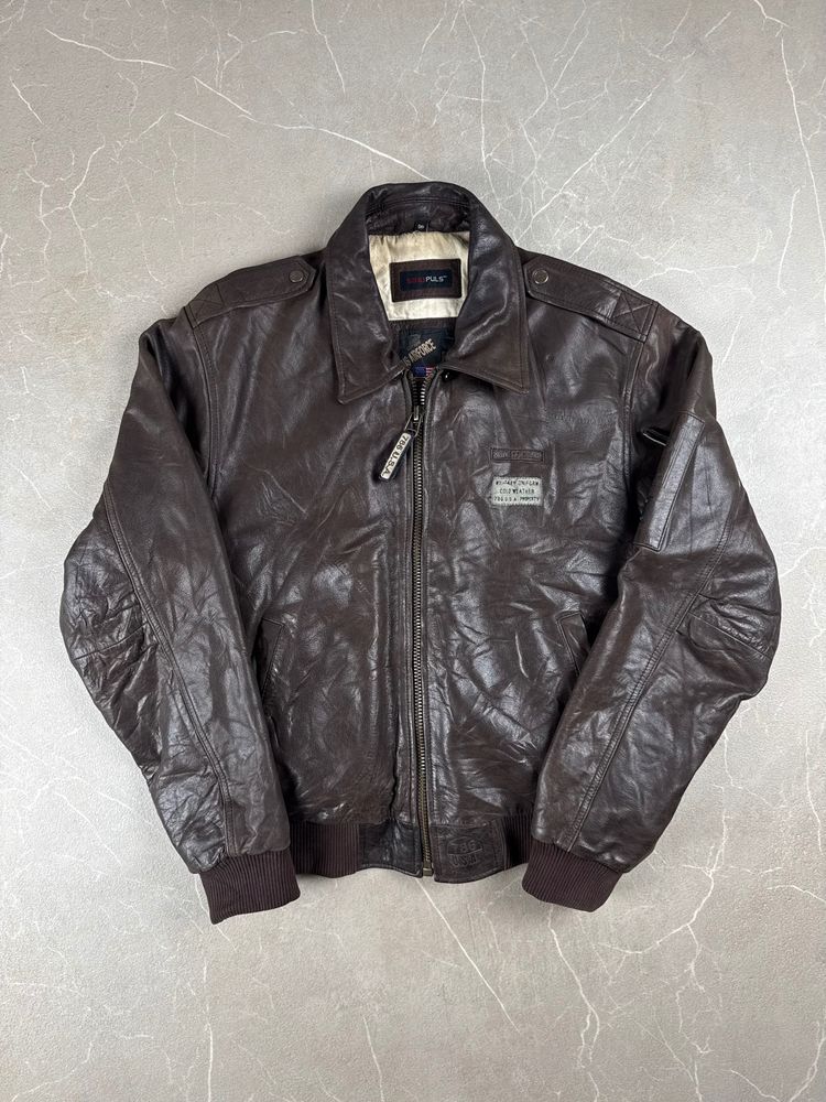 Saki Puls Us Airforce Brown Leather Jacket