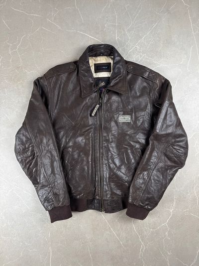 Saki Puls Us Airforce Brown Leather Jacket