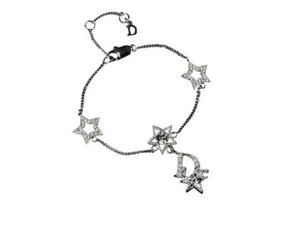 Christian Dior Silver Rhinestone Star Chain Bracelet 1