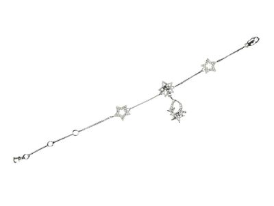 Christian Dior Silver Rhinestone Star Chain Bracelet 7