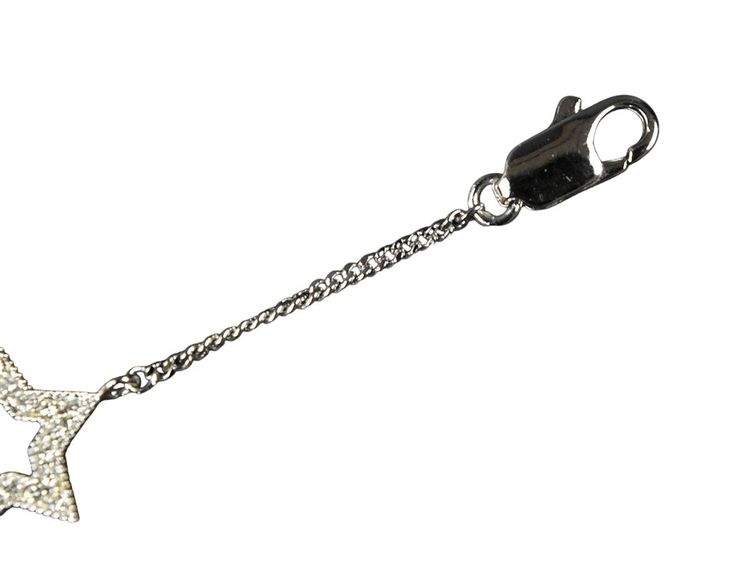 Christian Dior Silver Rhinestone Star Chain Bracelet 3
