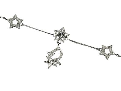 Christian Dior Silver Rhinestone Star Chain Bracelet 6