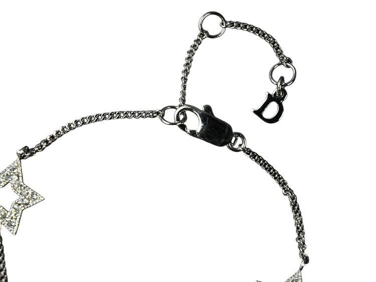 Christian Dior Silver Rhinestone Star Chain Bracelet 5