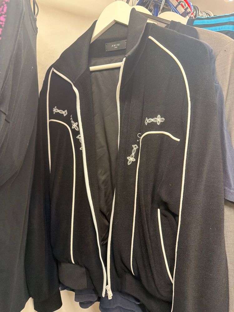 AMIRI black jacket with white piping and embroidery