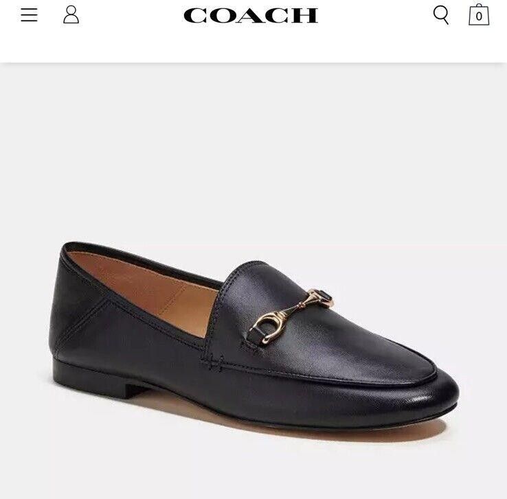 COACH Black Haley Leather Loafer UK 7.5 BNIB Rrp £195 Genuine imagen 2