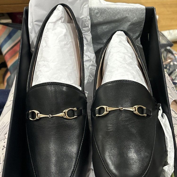 COACH Black Haley Leather Loafer UK 7.5 BNIB Rrp £195 Genuine imagen 7