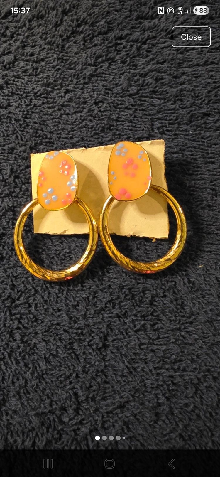 £2. Gold Hoop Earrings With Orange Floral Studs
