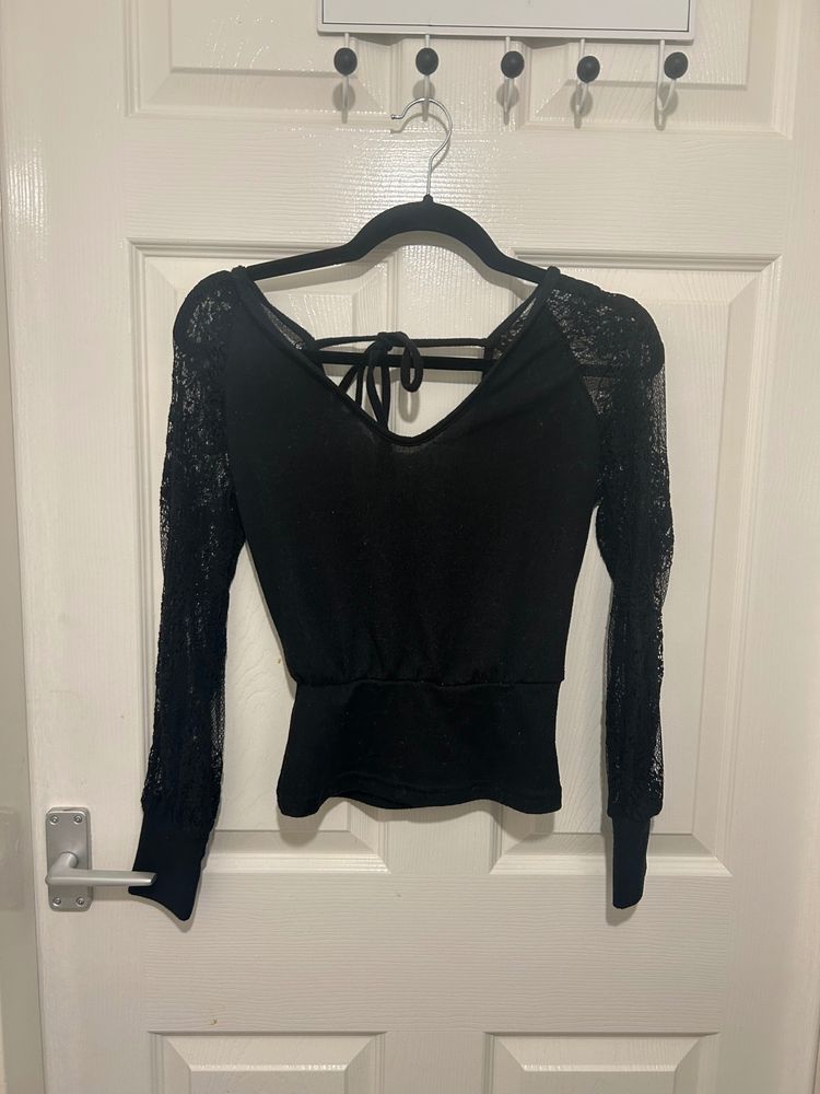 Black Lace Long Sleeve Top 2