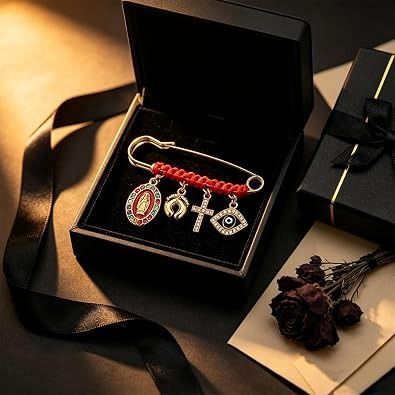 Decorative Safety Pin Brooch With Charms image 1